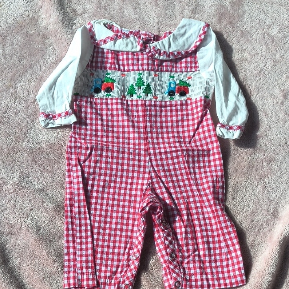 Red Checkered Kids Overalls